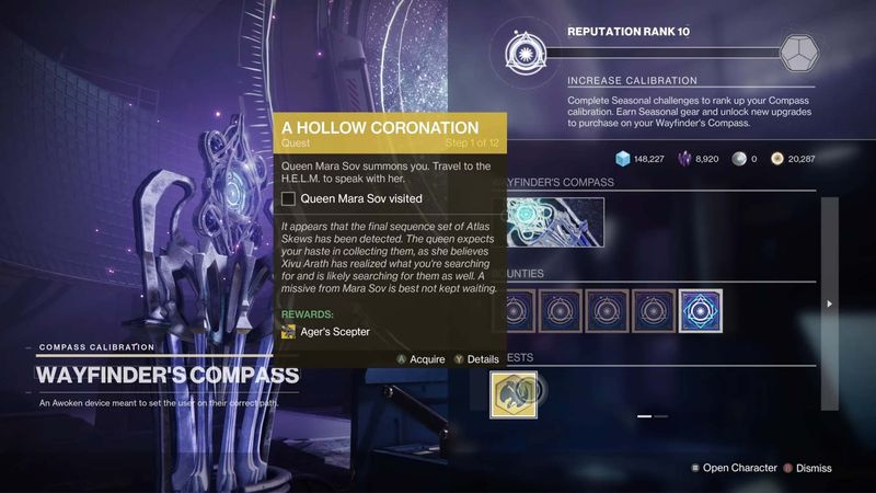 Destiny 2 sæson af den tabte eksotiske stasis spor riffel agers scepter eksotisk søgen en hul kroning