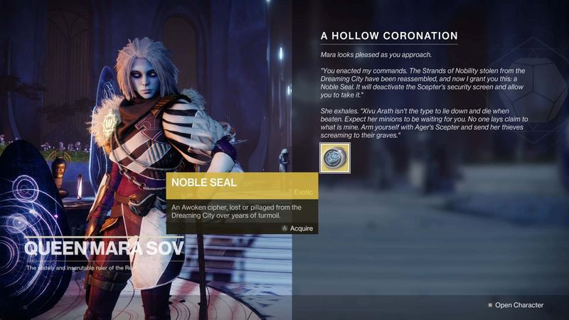 Destiny 2 sæson af den tabte eksotiske stasis spor riffel agers scepter eksotisk søgen noble segl