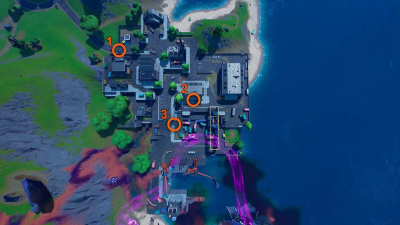 Fortnite Ghostbuster -kyltit quest-tavoitteen likaisten telakoiden sijaintikartta