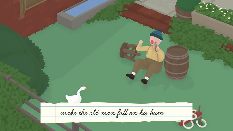 Hoe de oude man op zijn achterste te laten vallen in Untitled Goose Game