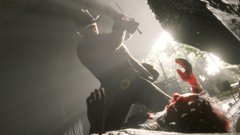 Red Dead Redemption 2 Bandit Daagt Hogtie iemand uit en laat hem 3 keer op de spoorlijn achter