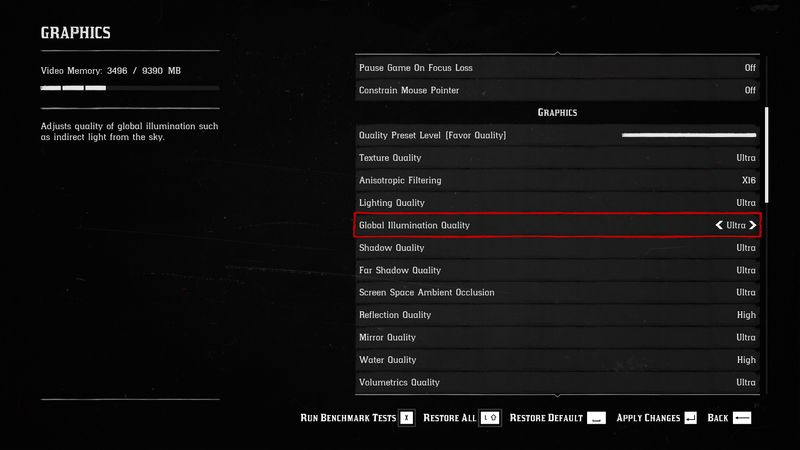 Red Dead Redemption 2 visuella inställningar för PC