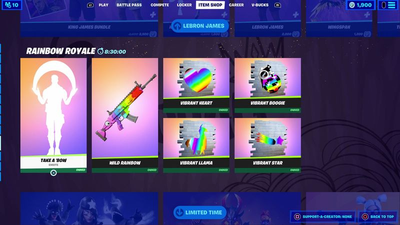 Fortnite Rainbow Royale artikelbutik