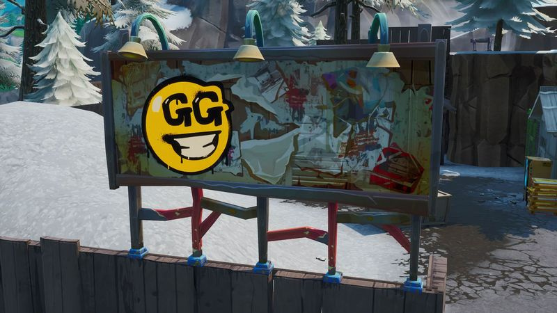Fortnite met graffiti bedekt reclamebord - Shifty Shafts D7