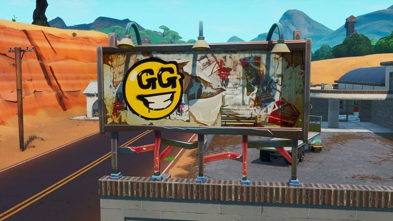 Fortnite met graffiti bedekt reclamebord - Paradise Palms I6