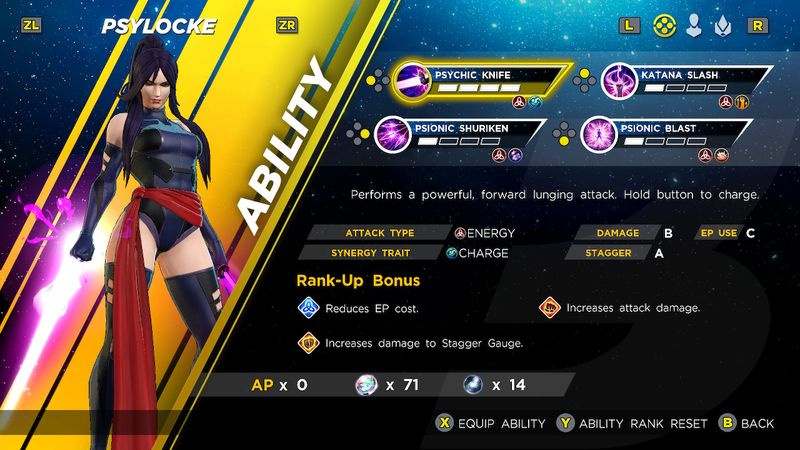 paras Marvel Ultimate Alliance 3 hahmoa Psylocke