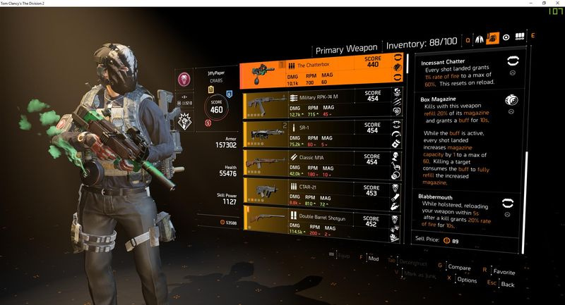 The Division 2 Chatterbox Exotic SMG