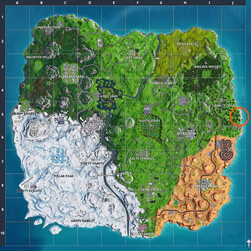 Fortnite Spela noterna på pianot nära Lonely Lodge