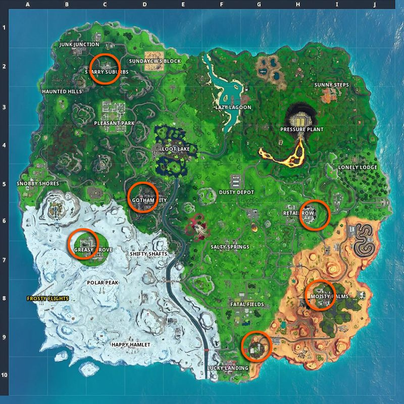 Fortnite-kaart met bezoekersopnames