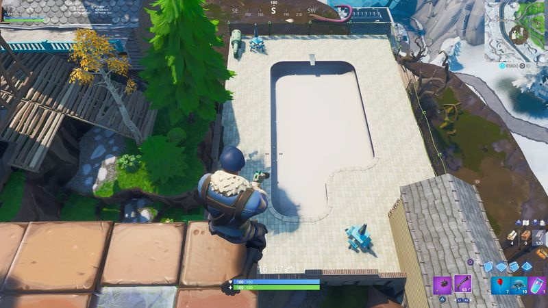 Fortnite-vei over bakken bassengplassering