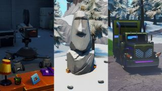 Fortnite-filmkamera, steinhode og gullrigger