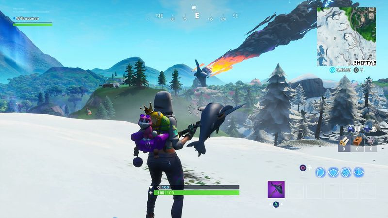Fortnite-filmkamera, steinhode og gullrigger