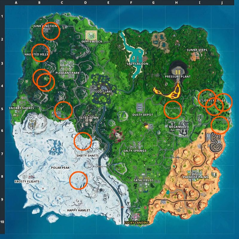 Fortnite Mushrooms-locaties