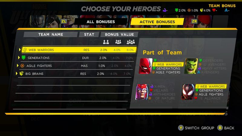 Marvel Ultimate Alliance 3 -tiimibonukset