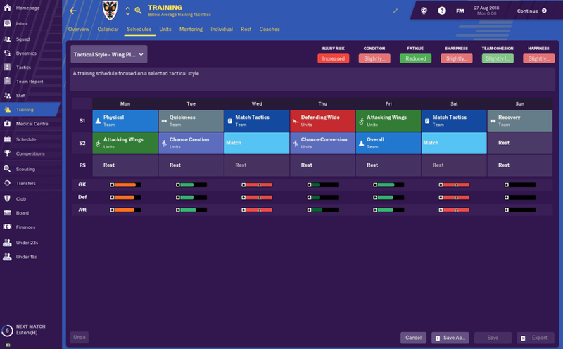 Football Manager 2019 - Träning