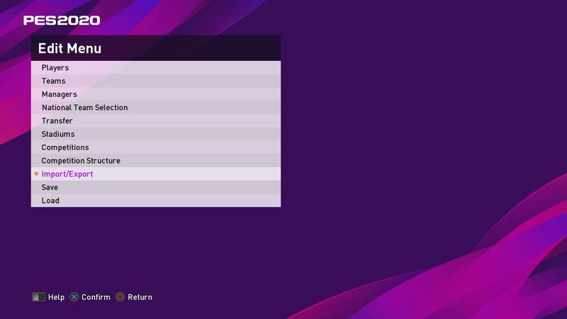 PES 2020 -vaihtoehtotiedosto