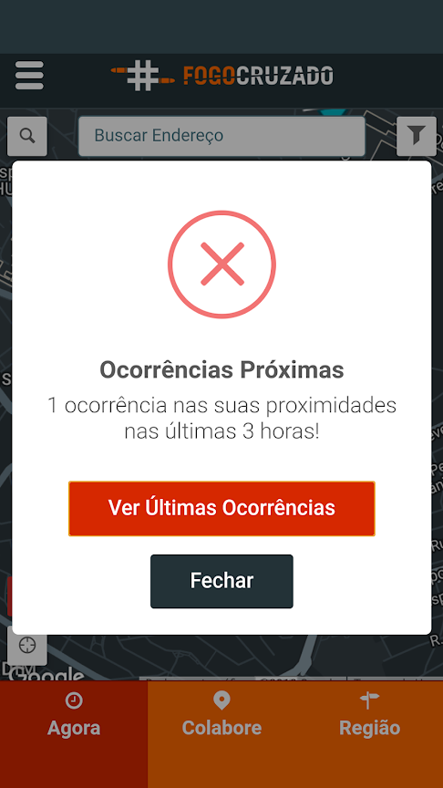 Screenshot der FogoCruzado-App