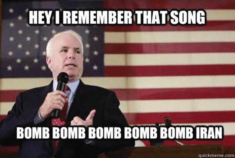 Meme montrant une photo de JOhn Mccain, qui se lit,