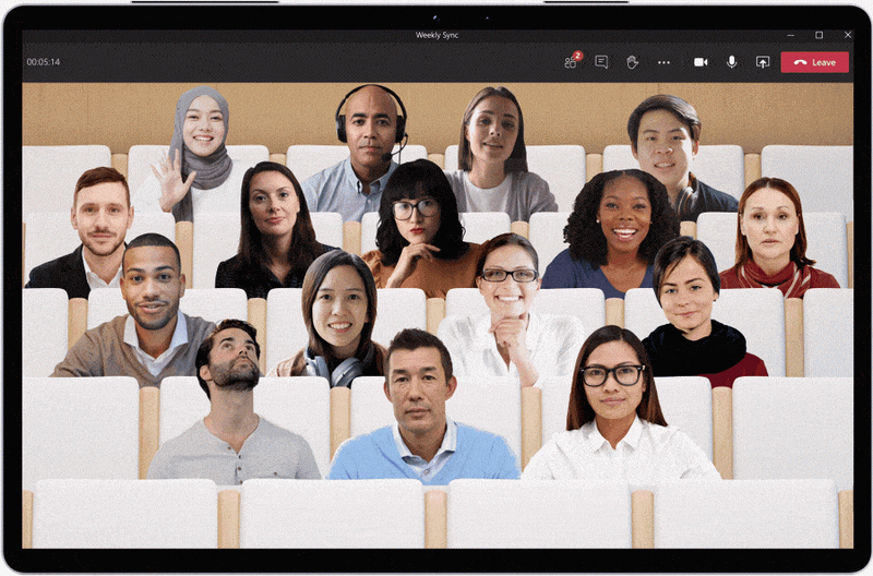 Microsoft fait équipe ensemble en mode gif de personnes en réunion d