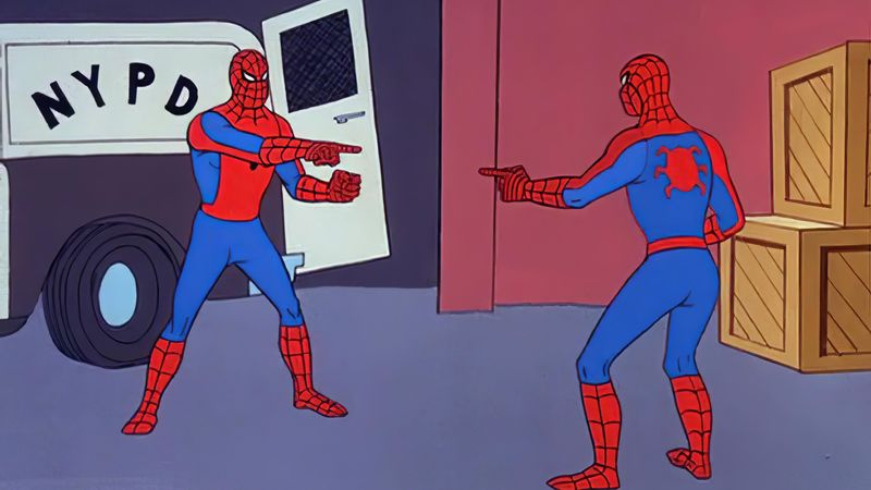 Spider-Man che indica