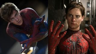 Andrew Garfield ja Tobey Maguire Hämähäkkimiehenä