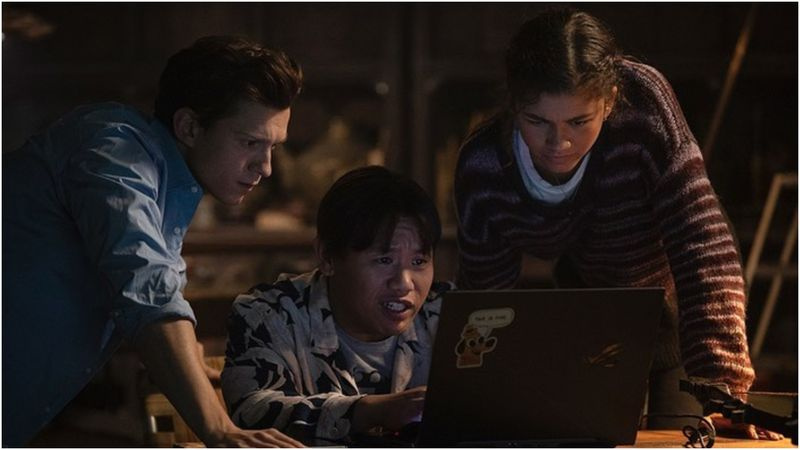 Tom Holland, Zendaya og Jacob Batalon i Spider-Man 3