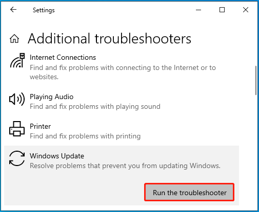   Запустите средство устранения неполадок Центра обновления Windows.
