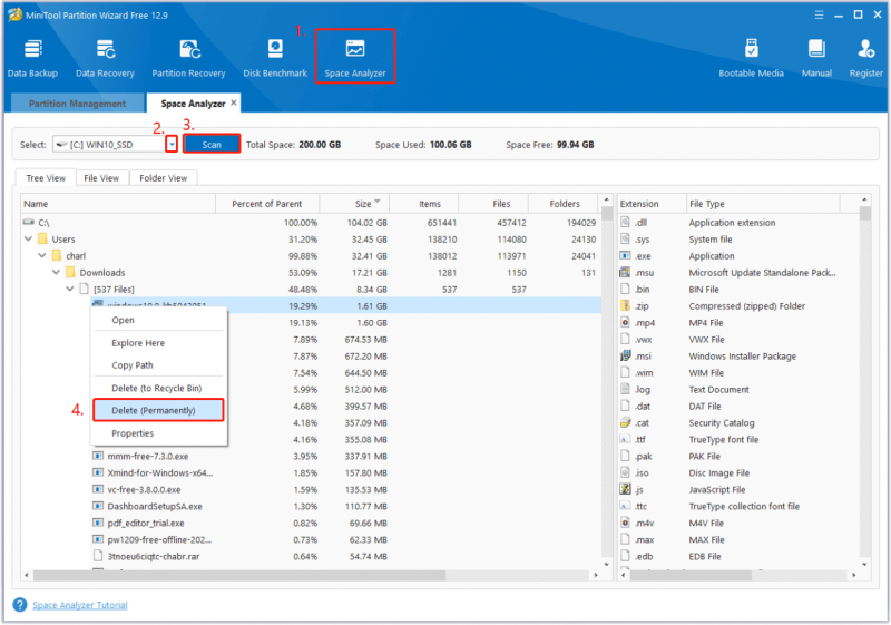 gebruik de Space Analyzer-toekomst in deze site Partition Wizard