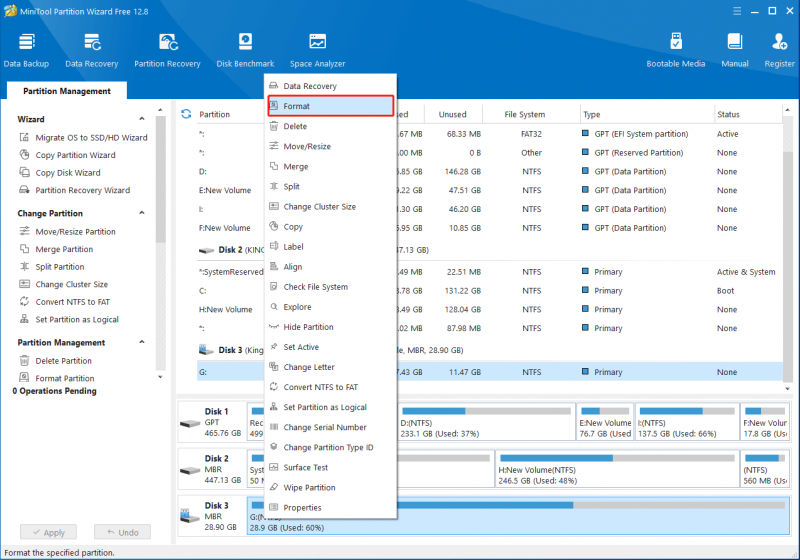 brug denne side Partition Wizard til at formatere USB
