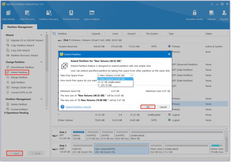   Udvid spilpartitionen med denne side Partition Wizard