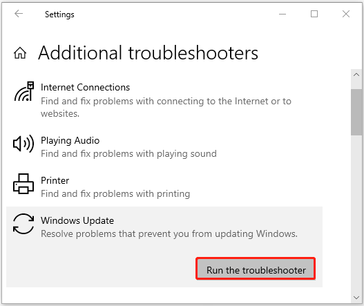 Voer de probleemoplosser voor Windows Update uit