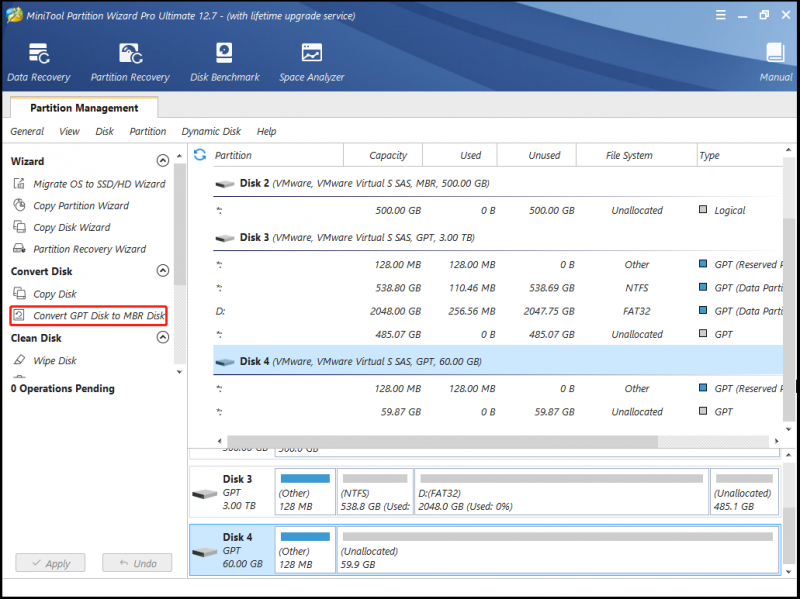  Converti disco GPT in disco MBR con questo Partition Wizard del sito