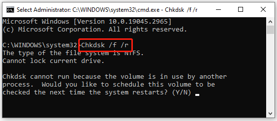 запустите команду CHKDSK