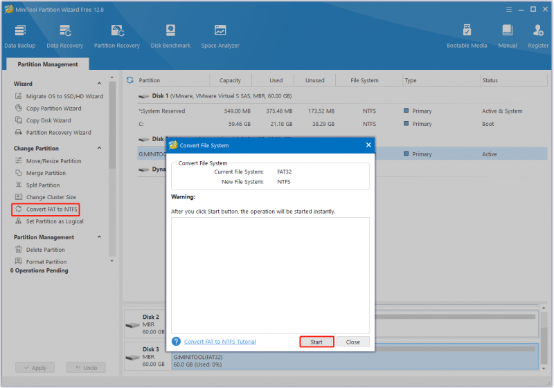 конвертируйте FAT32 в NTFS с помощью мастера разделов этого сайта