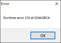 Runtime-fout 216