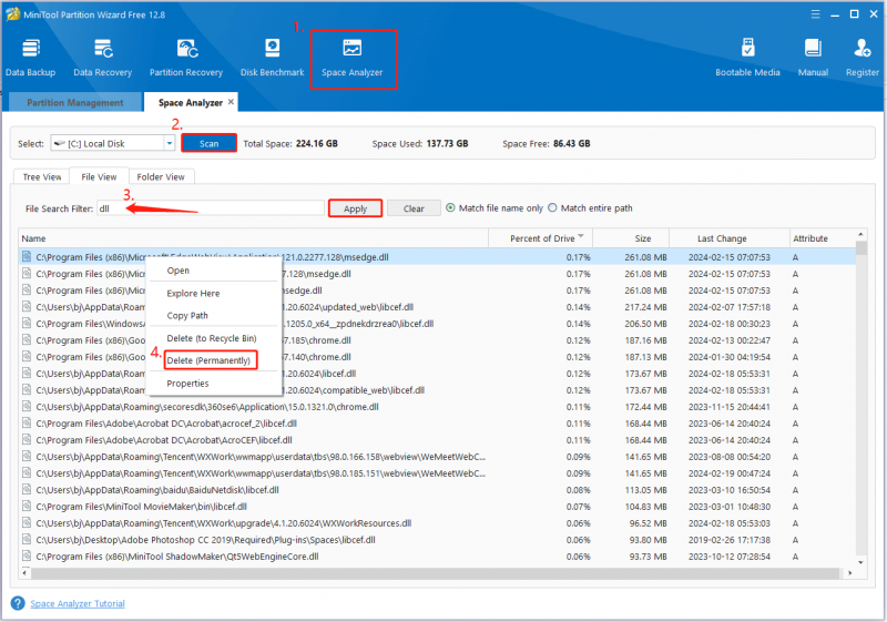   eliminare i file DLL utilizzando la procedura guidata di partizione del sito