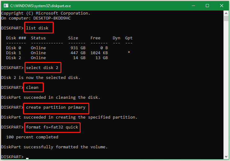 Pulisci USB usando DiskPart