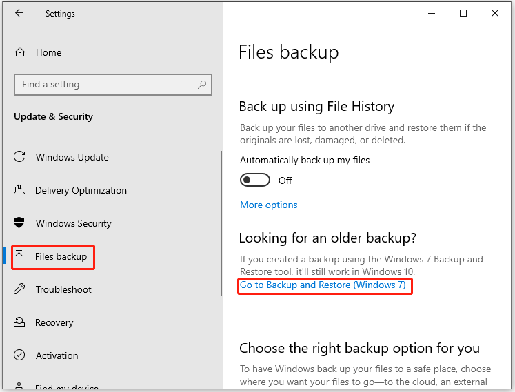 accedere a Backup e ripristino