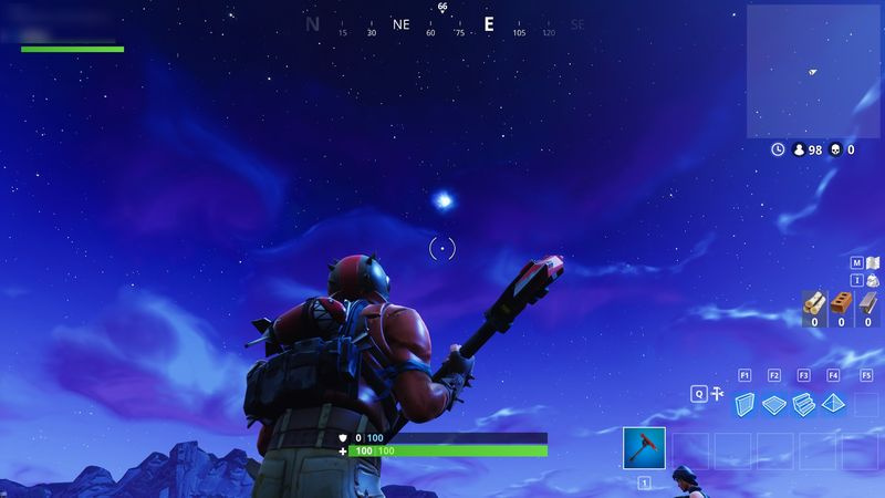 Fortnite-komeetta, näennäisesti uppoutunut.