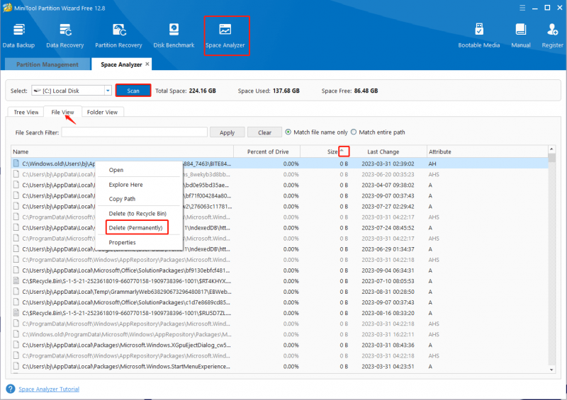   elimina file da 0 byte utilizzando questo sito