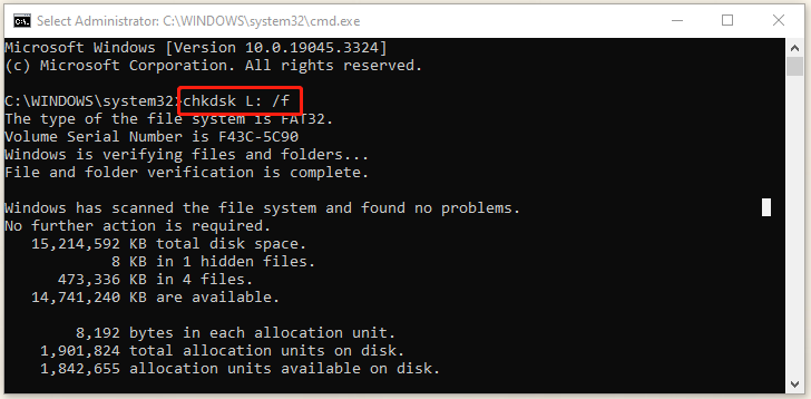   esegui CHKDSK in CMD