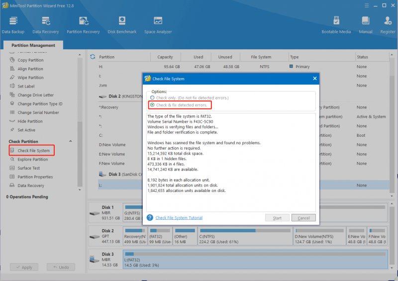   controlla l'errore del file system utilizzando questo sito