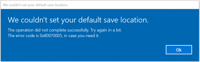 نستطيع't set your default save location