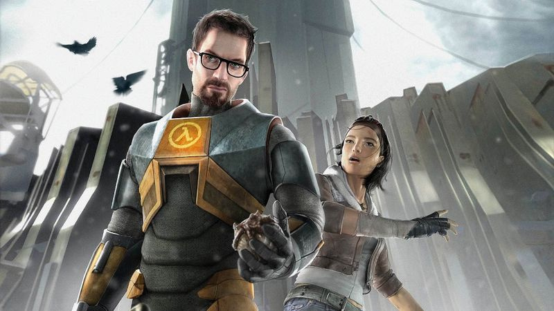 Gordon Freeman (links) en Alyx Vance (rechts).