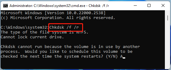   køre CHKDSK i CMD