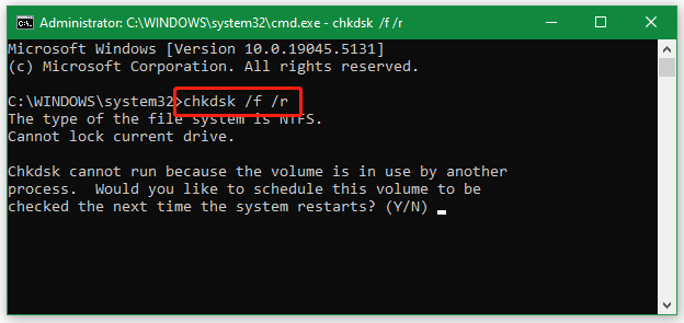   eseguire CHKDSK