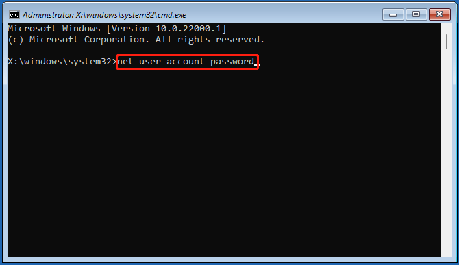   reimpostare la password con il prompt dei comandi