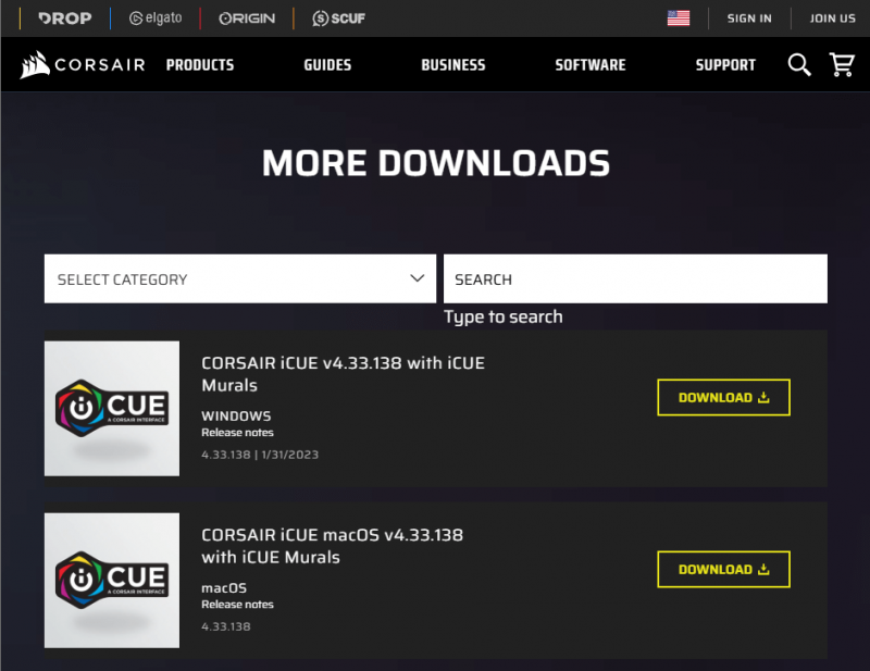   fare clic su Scarica per ottenere il software CORSAIR iCUE