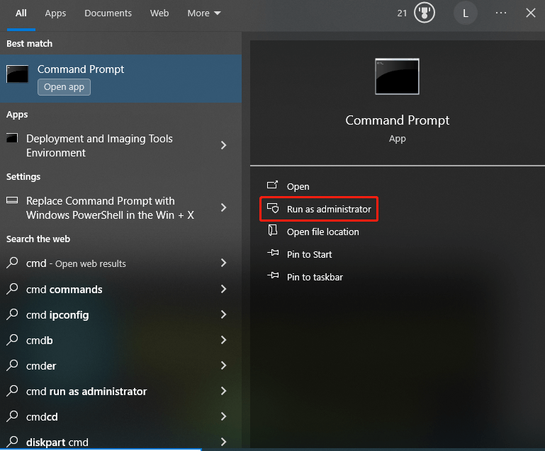   esegui il prompt dei comandi come amministratore