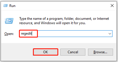   apri l'editor del registro dalla finestra Esegui